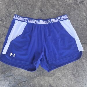 Under Armour Women's Athletic Shorts in Blue and White